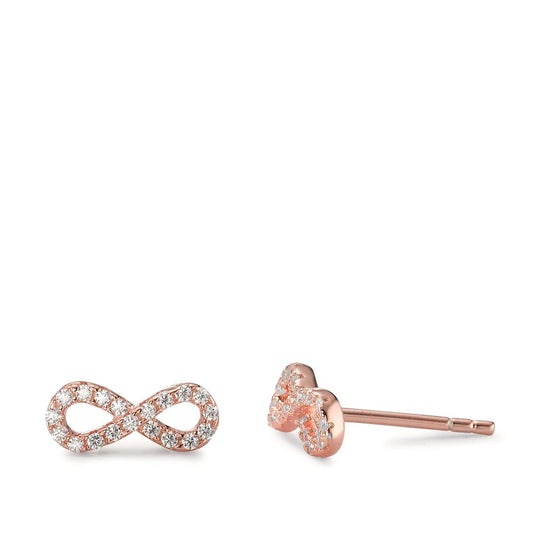Stud earrings Silver Zirconia 36 Stones Rose Gold plated Infinity