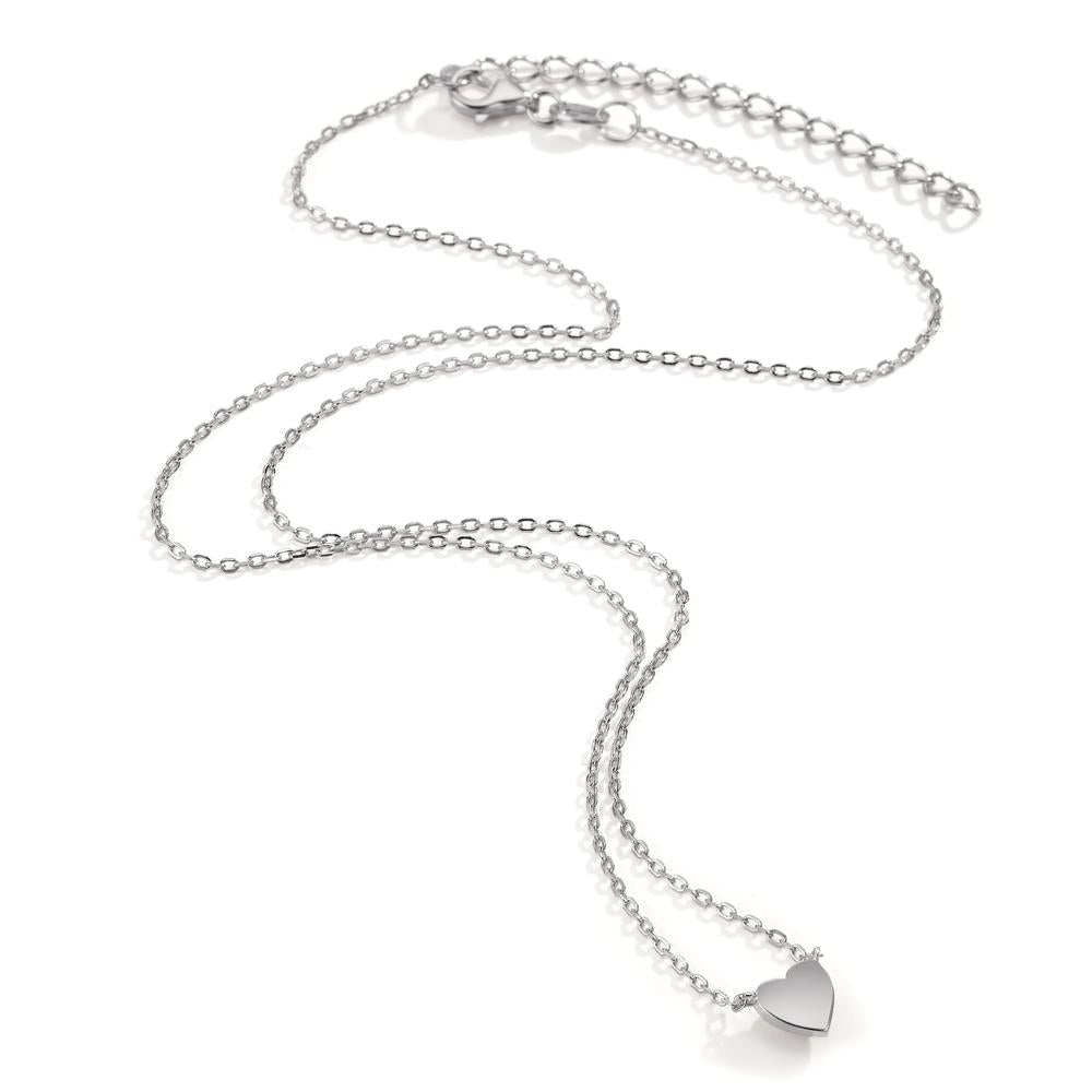 Necklace Silver Rhodium plated Heart 39-44 cm