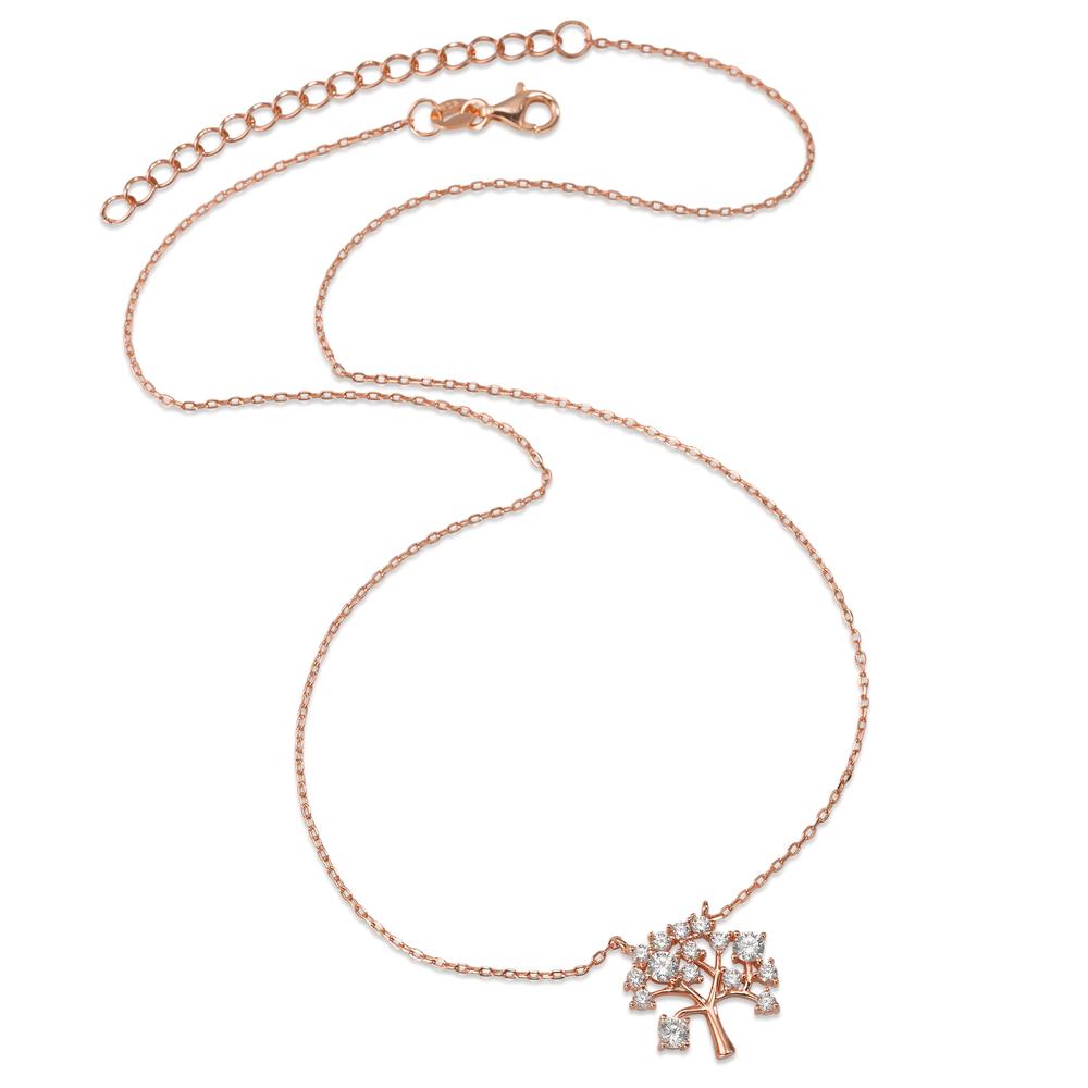 Necklace Silver Zirconia 15 Stones Rose Gold plated Tree Of Life 40-45 cm