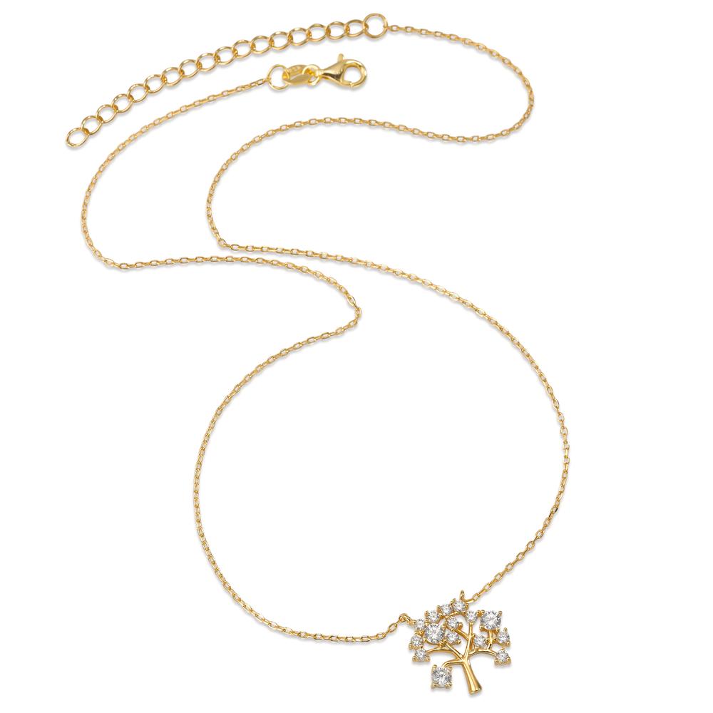 Necklace Silver Zirconia 15 Stones Yellow Gold plated Tree Of Life 40-45 cm