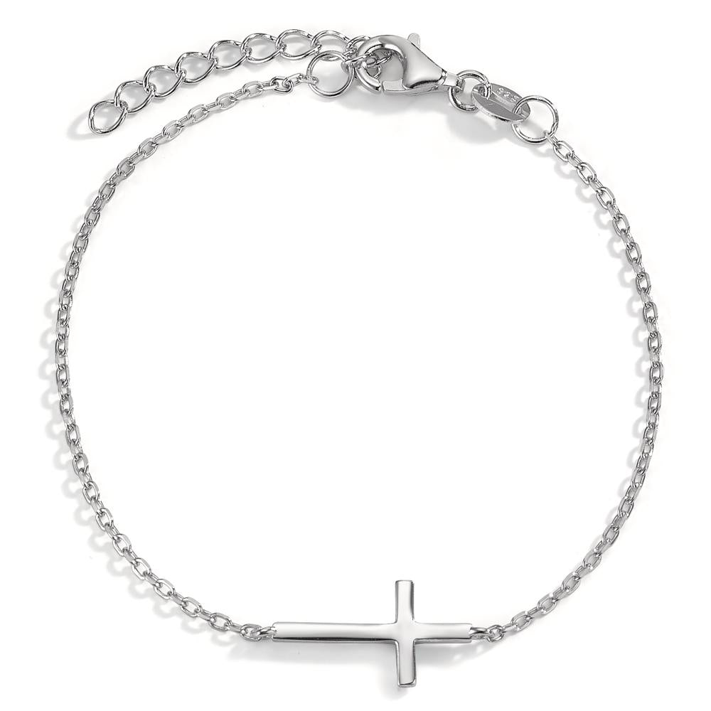 Bracelet Silver Rhodium plated Cross 15.5-18.5 cm