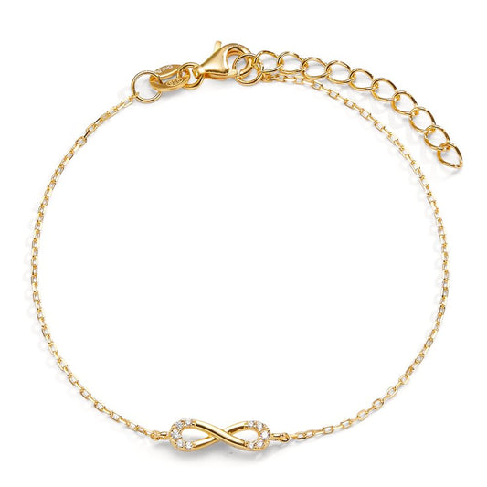 Bracelet Silver Zirconia 10 Stones Yellow Gold plated Infinity 15.5-18.5 cm