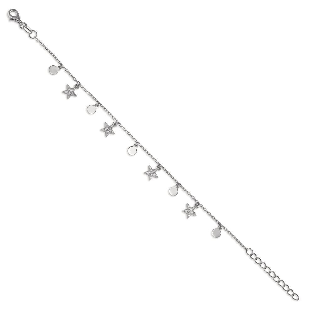 Bracelet Silver Zirconia Rhodium plated Star 16-19 cm