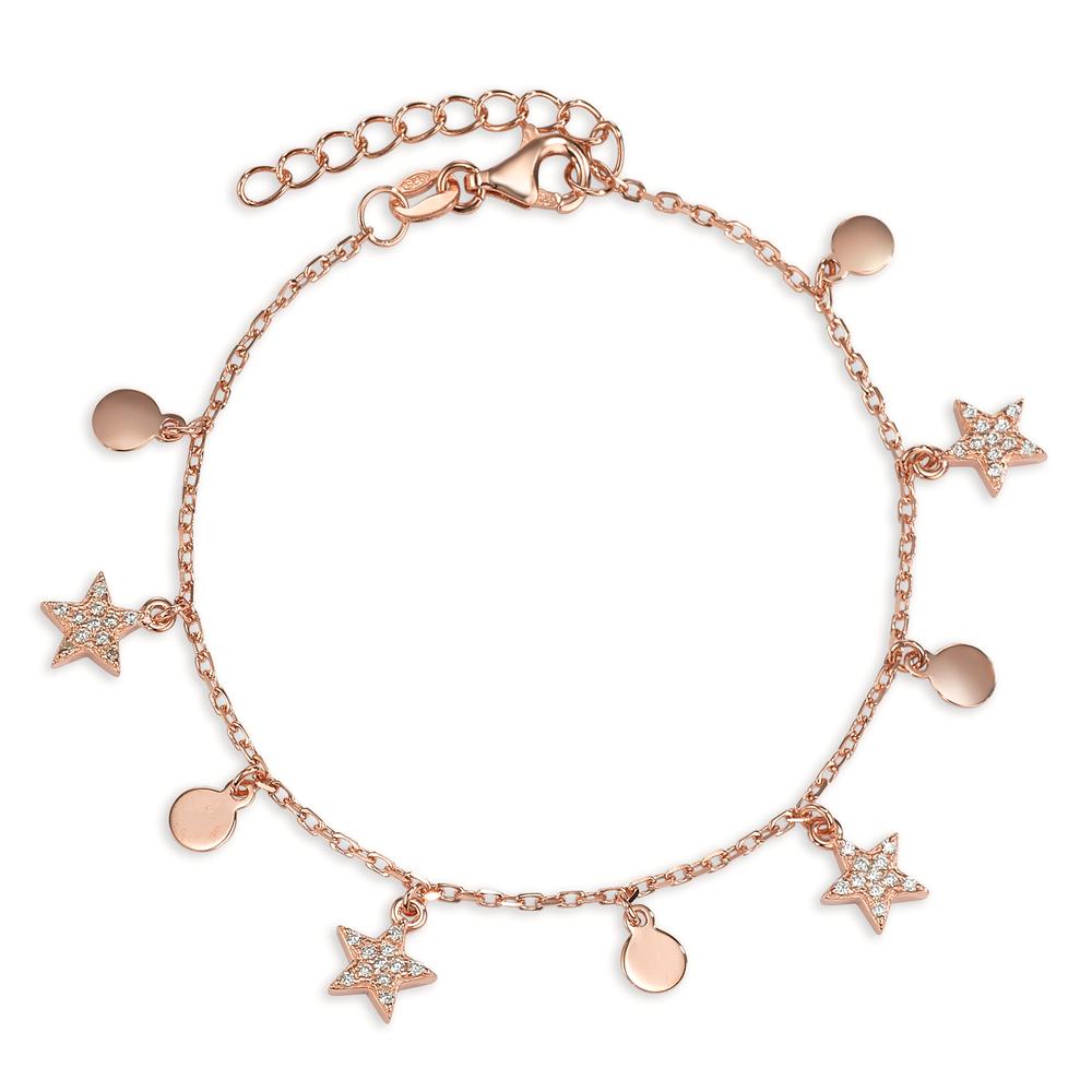 Bracelet Silver Zirconia Rose Gold plated Star 16-19 cm