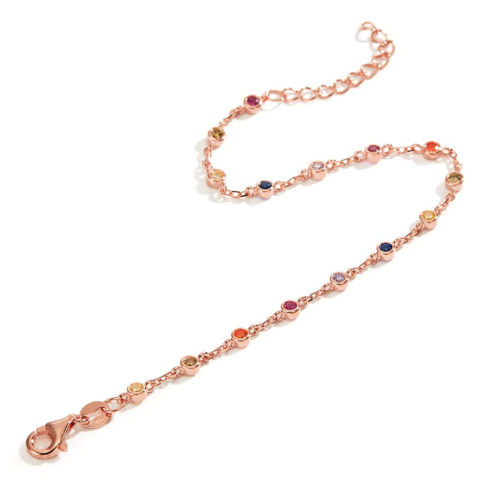 Bracelet Silver Zirconia Colorful, 15 Stones Rose Gold plated 15.5-18.5 cm