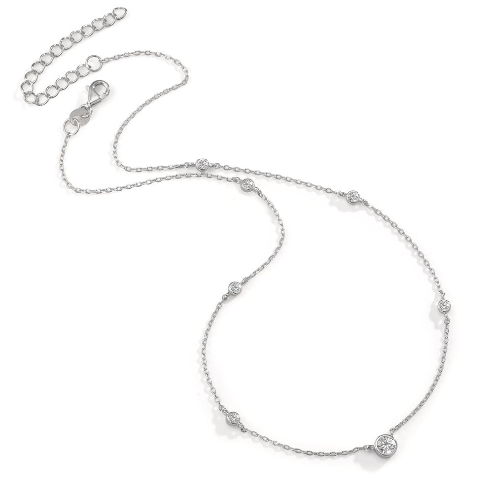 Necklace Silver Zirconia 7 Stones Rhodium plated 35-40 cm