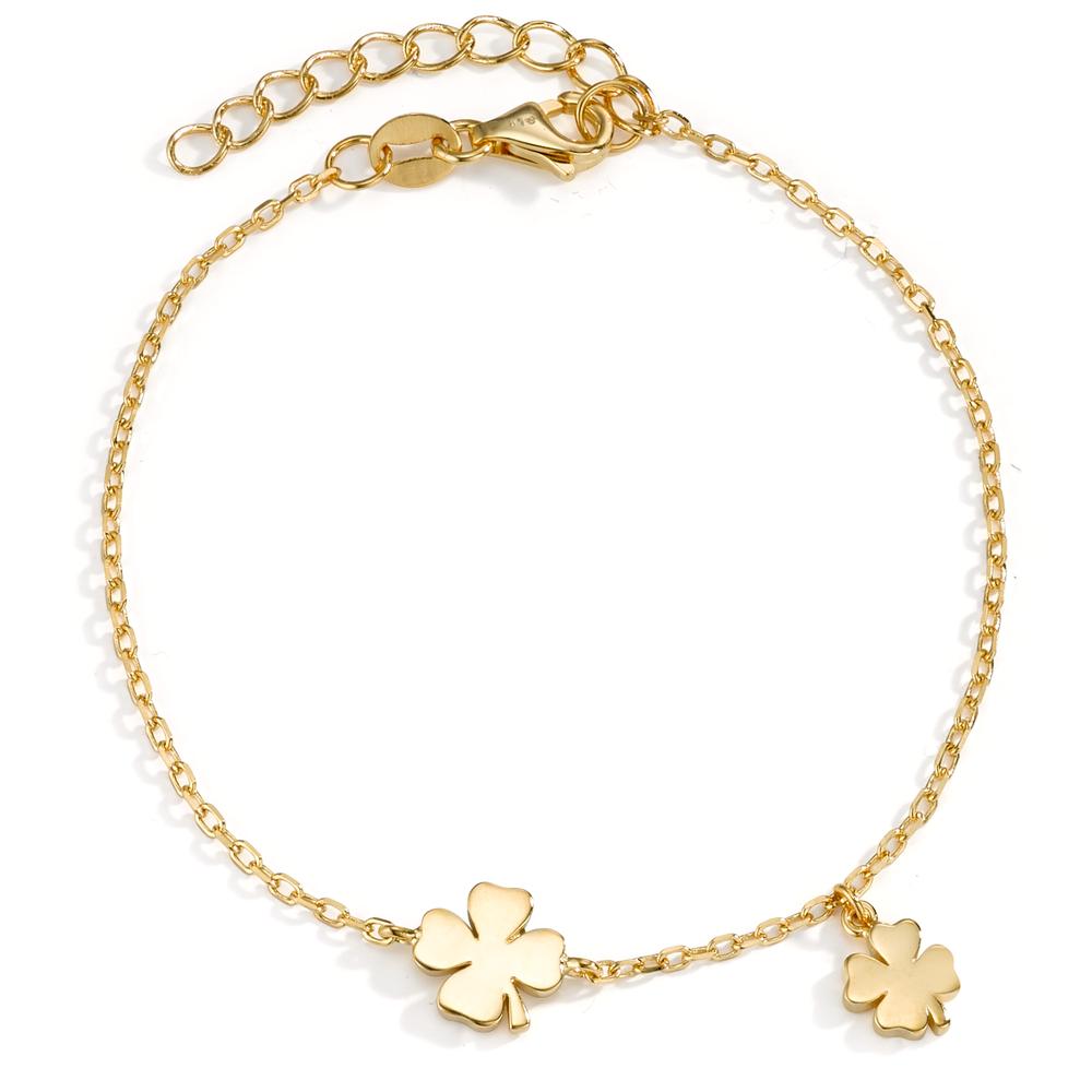 Bracelet Silver Yellow Gold plated Cloverleaf 16-19 cm