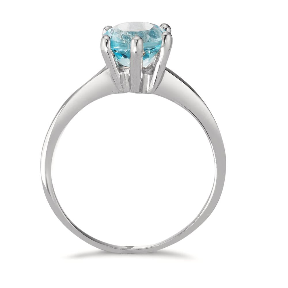 Ring Silver Topaz Blue, 7 mm Rhodium plated