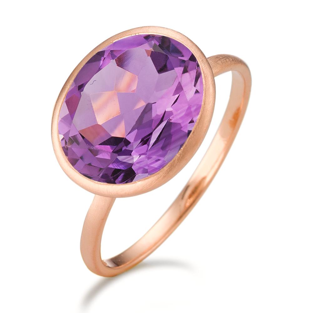 Ring Silver Amethyst Rose Gold plated