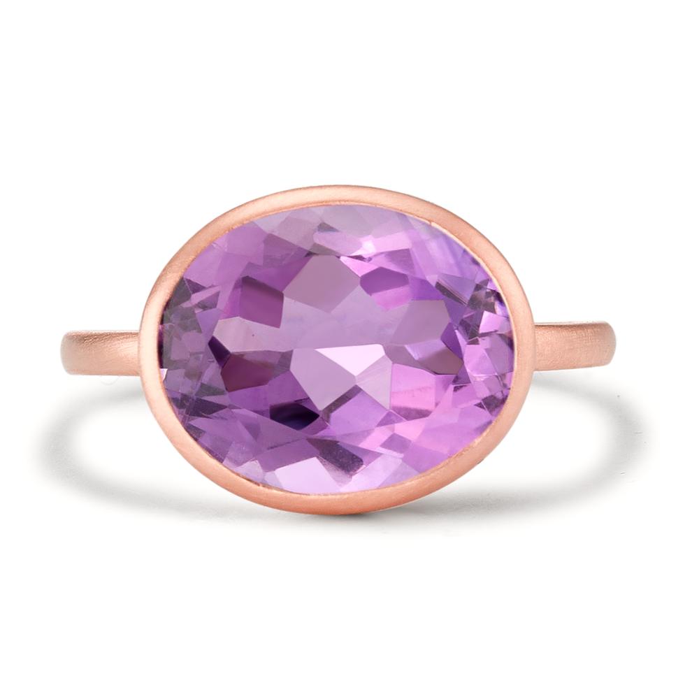 Ring Silver Amethyst Rose Gold plated