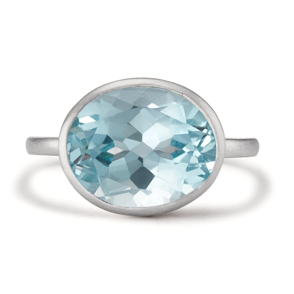 Ring Silver Topaz Blue Rhodium plated