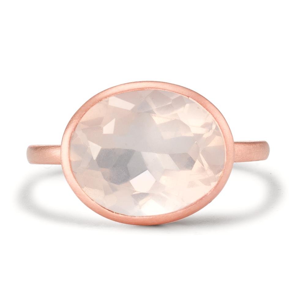 Ring Silver Rose Quartz Rose Gold plated