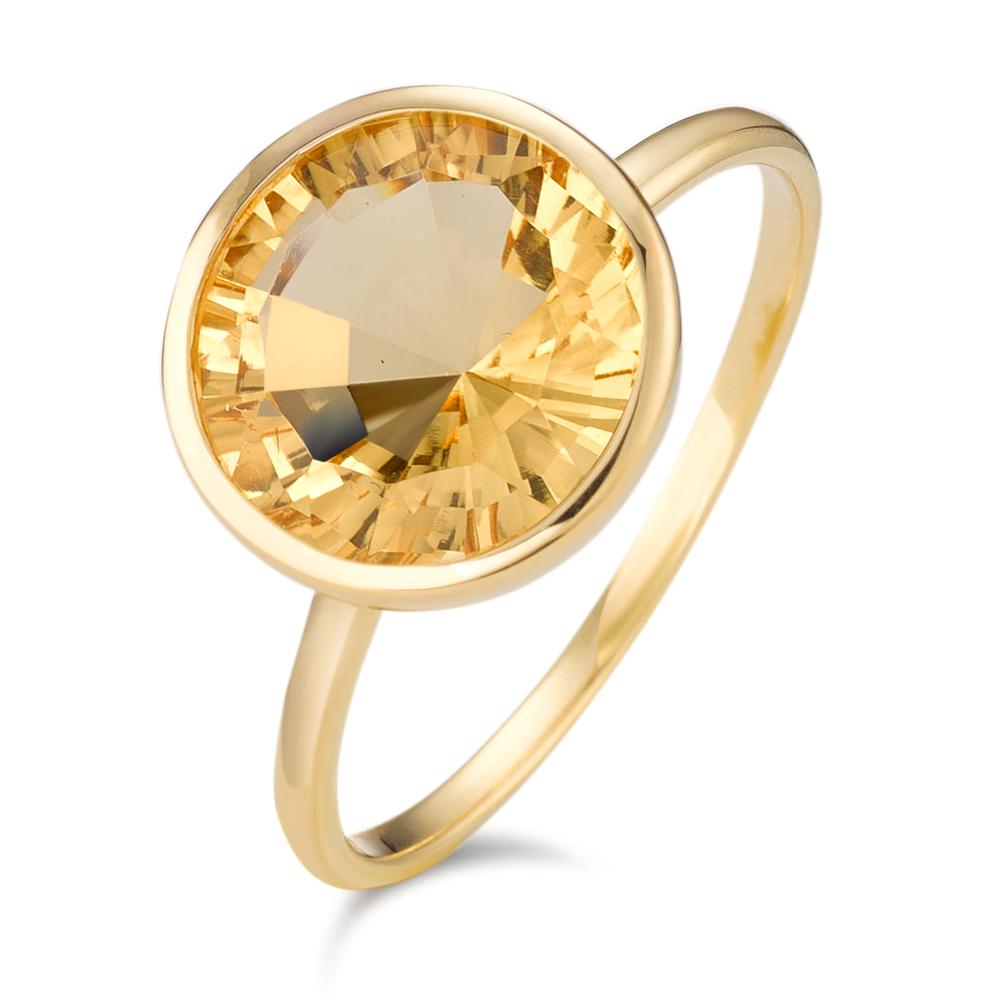 Ring Silver Citrine 3.35 ct Yellow Gold plated Ø11.5 mm