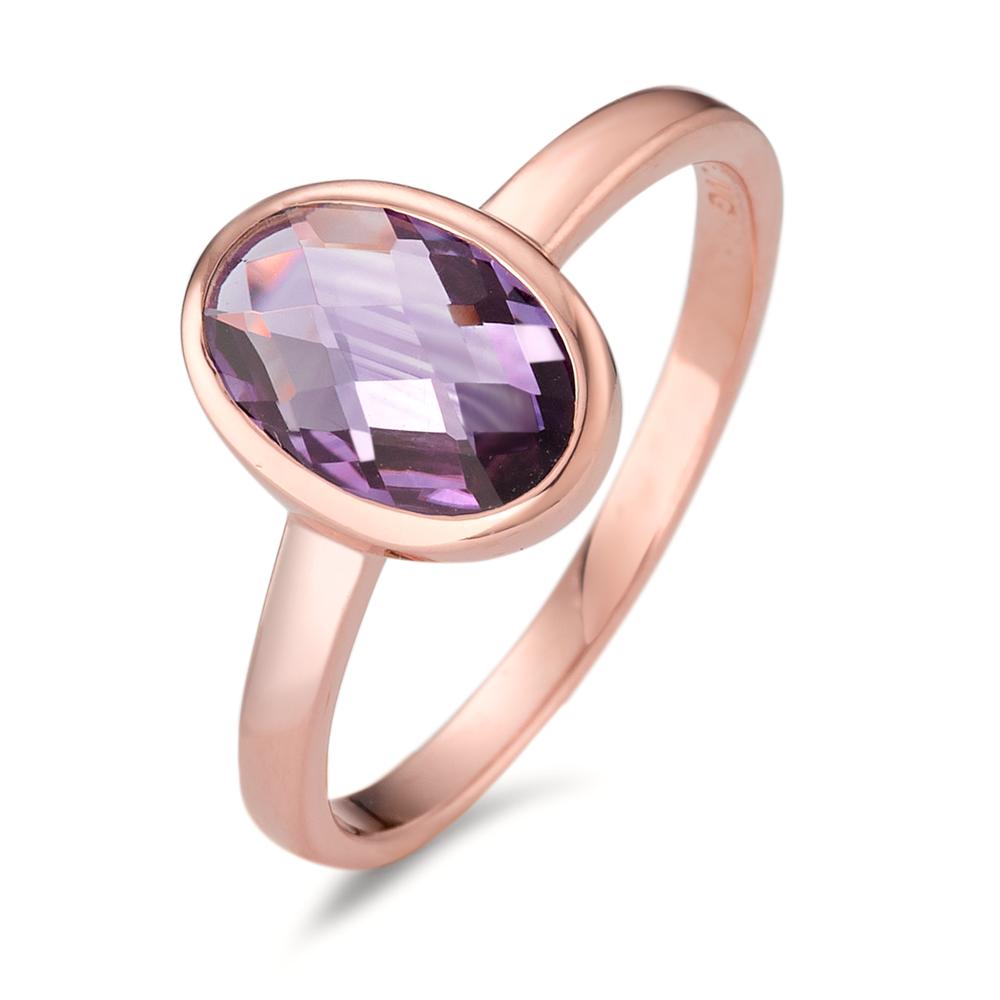 Ring Silver Amethyst Rose Gold plated