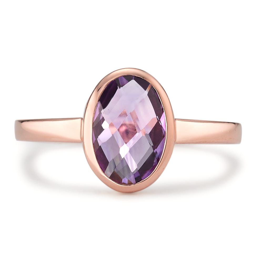 Ring Silver Amethyst Rose Gold plated