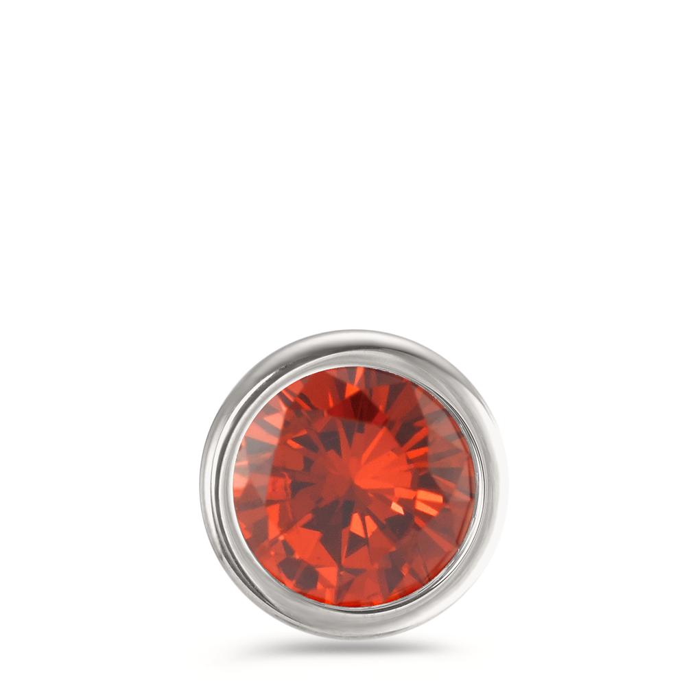 Pendant Stainless steel Zirconia Red Ø13 mm