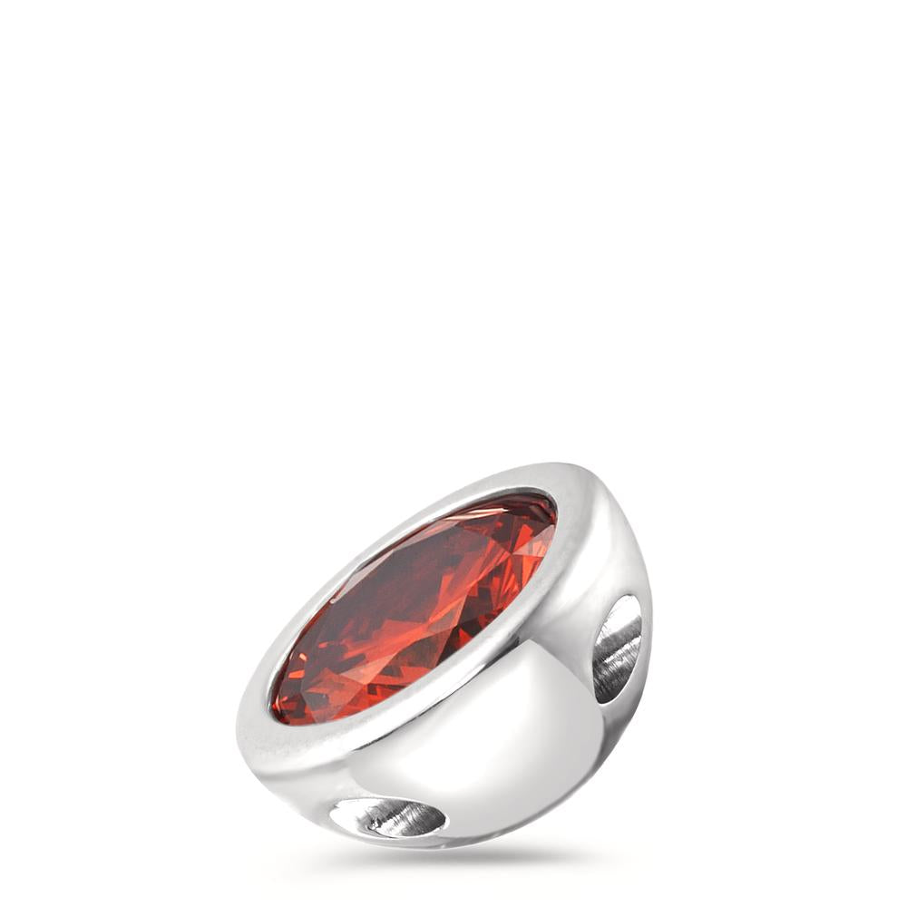 Pendant Stainless steel Zirconia Red Ø13 mm