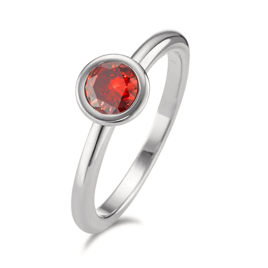 Ring Stainless steel Zirconia Red Ø7 mm