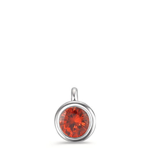 Pendant Stainless steel Zirconia Red Ø7 mm