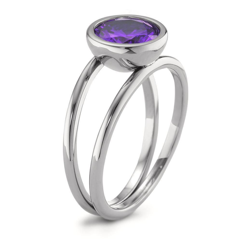 Ring Stainless steel Zirconia Violet Ø9.5 mm