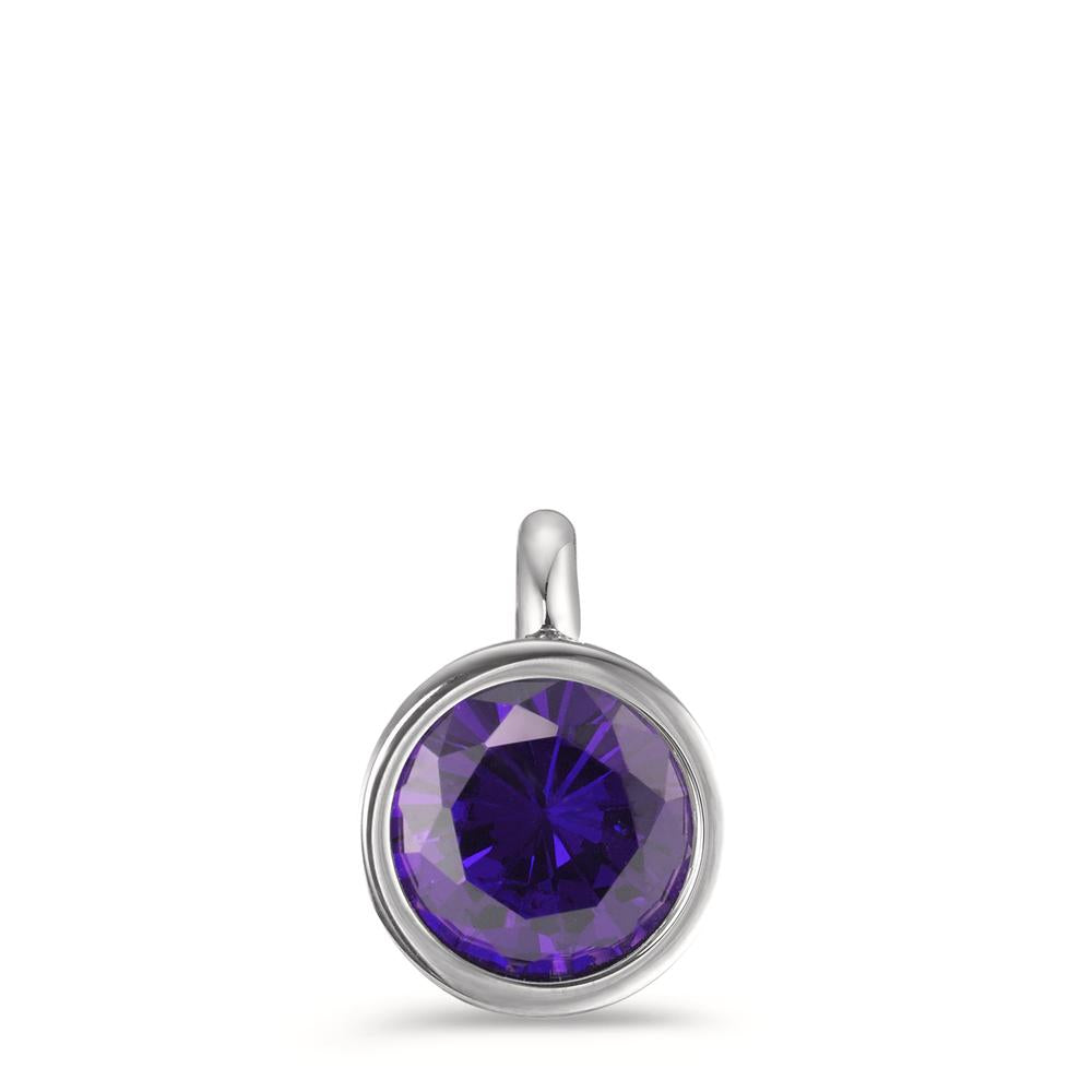 Pendant Stainless steel Zirconia Violet Ø9.5 mm