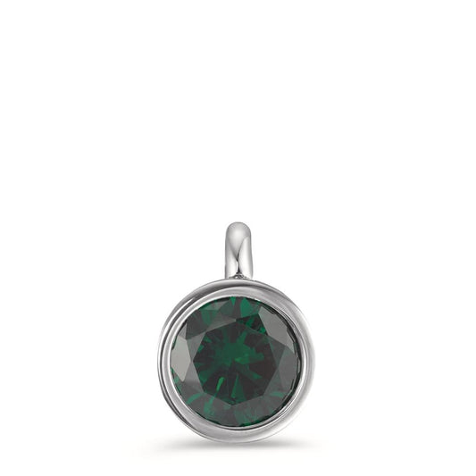 Pendant Stainless steel Zirconia Green Ø9.5 mm