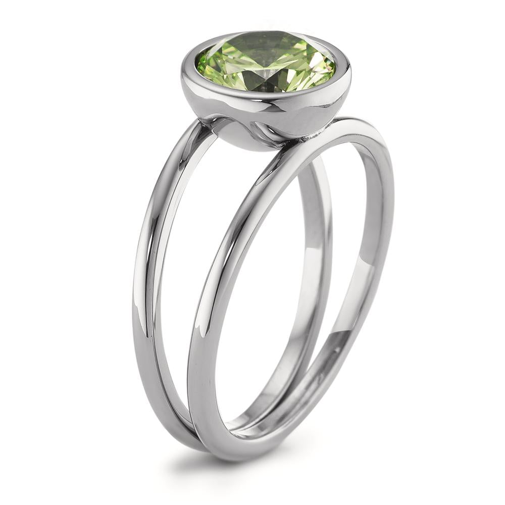 Ring Stainless steel Zirconia Light Green Ø9.5 mm