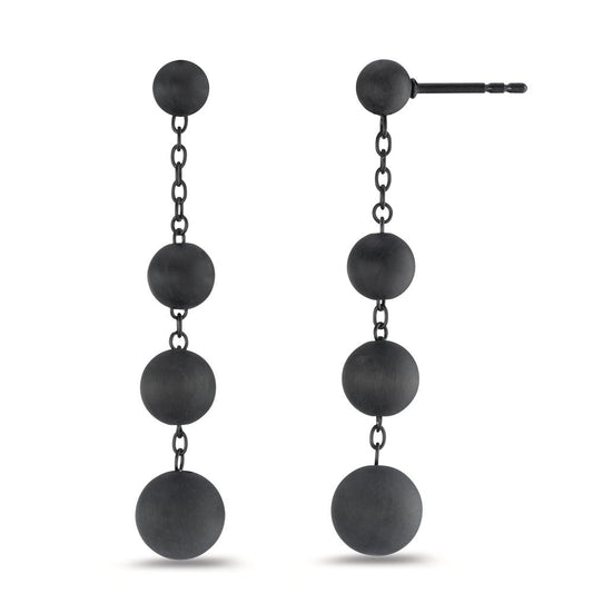 Drop Earrings Stainless steel, Carbon Black IP coated Ø8 mm