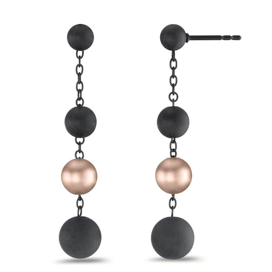 Drop Earrings Stainless steel, Aluminum Black IP coated Ø8 mm