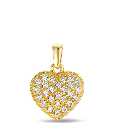 Pendant Silver Zirconia Yellow Gold plated Heart Ø14.5 mm