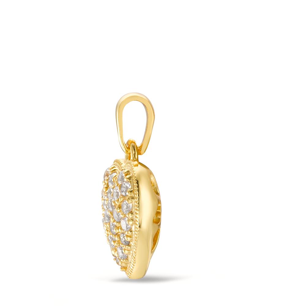 Pendant Silver Zirconia Yellow Gold plated Heart Ø14.5 mm