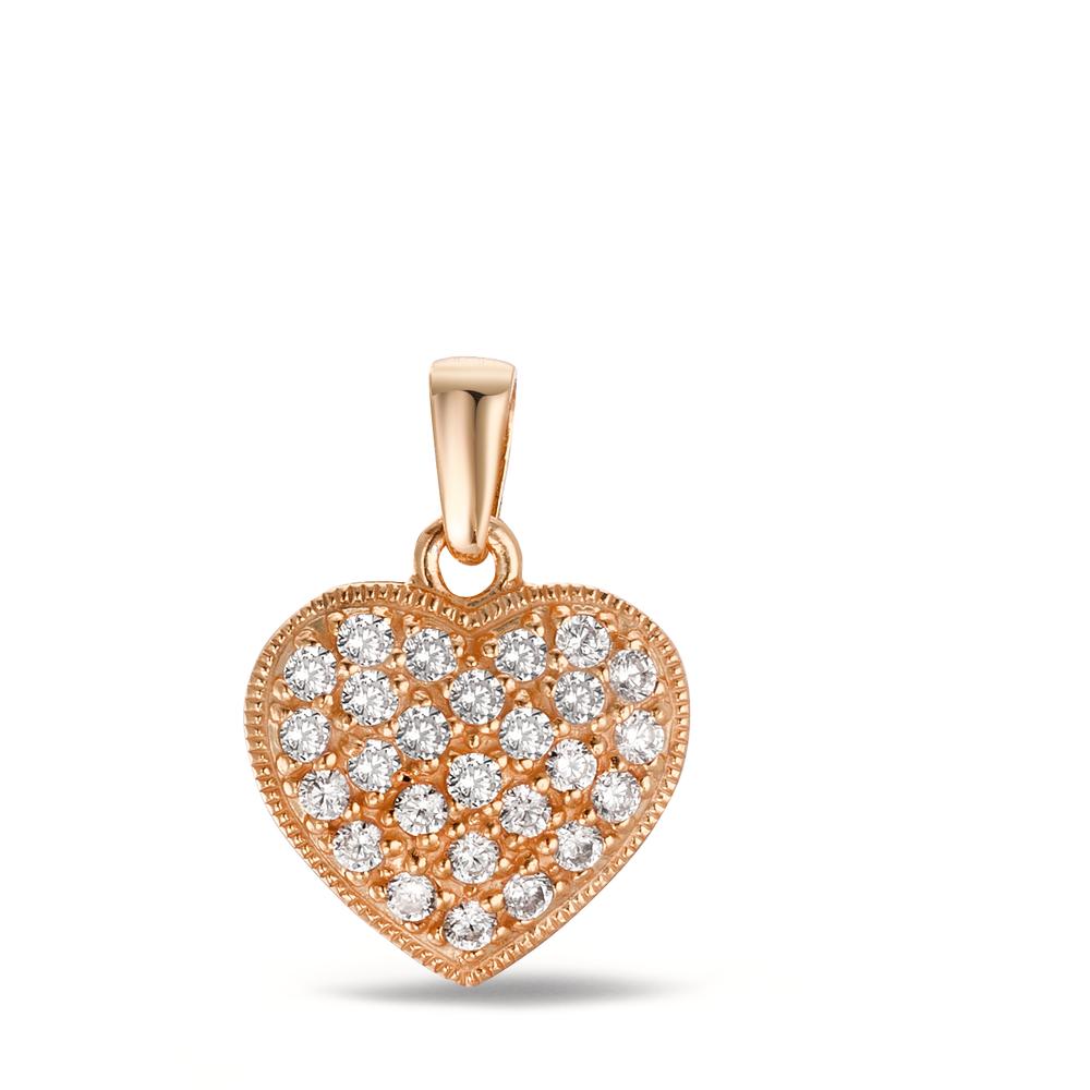 Pendant Silver Zirconia Rose Gold plated Heart Ø14.5 mm