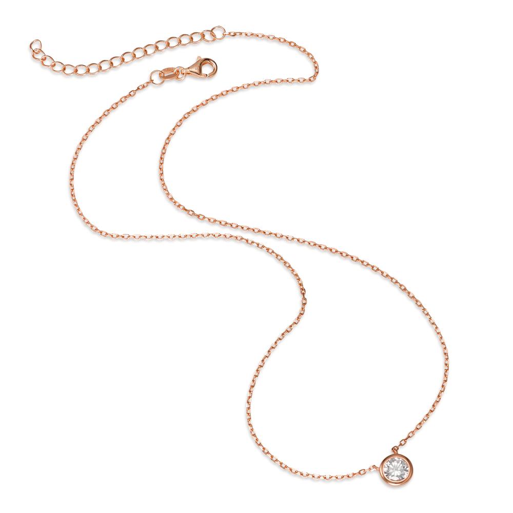 Necklace Silver Zirconia Rose Gold plated 40-45 cm Ø8 mm