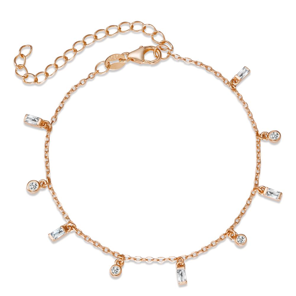 Bracelet Silver Zirconia 9 Stones Rose Gold plated 16-19 cm