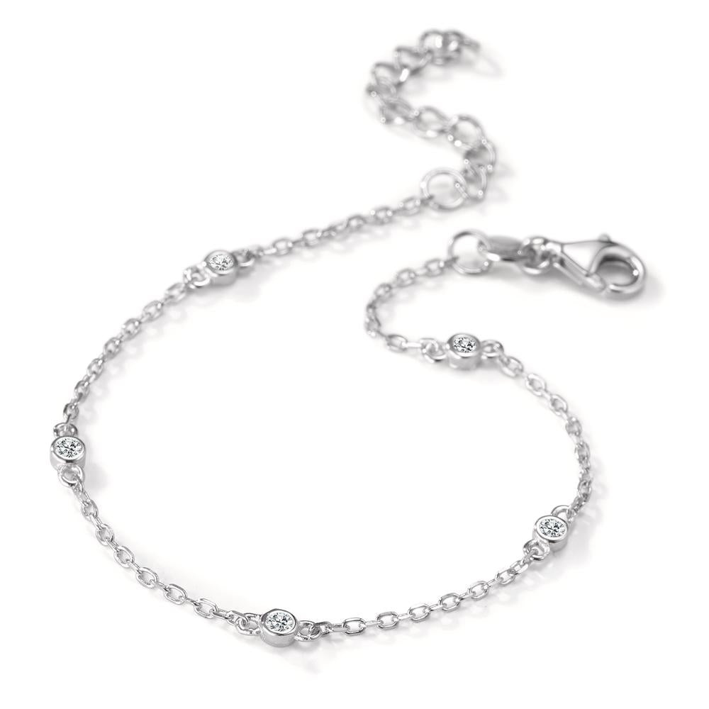 Bracelet Silver Zirconia 5 Stones Rhodium plated 16-19 cm