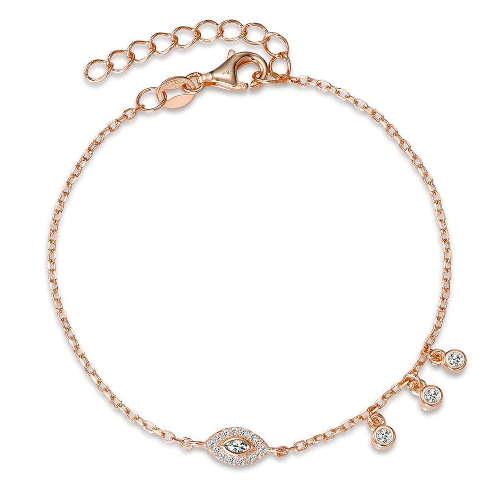 Bracelet Silver Zirconia Rose Gold plated 16-18.5 cm