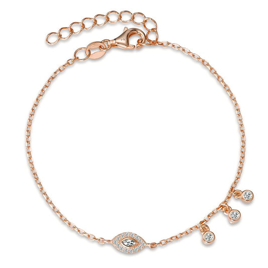 Bracelet Silver Zirconia Rose Gold plated 16-18.5 cm