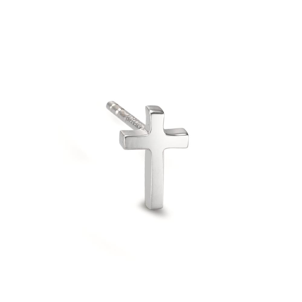 Single stud earring 18k White Gold Cross