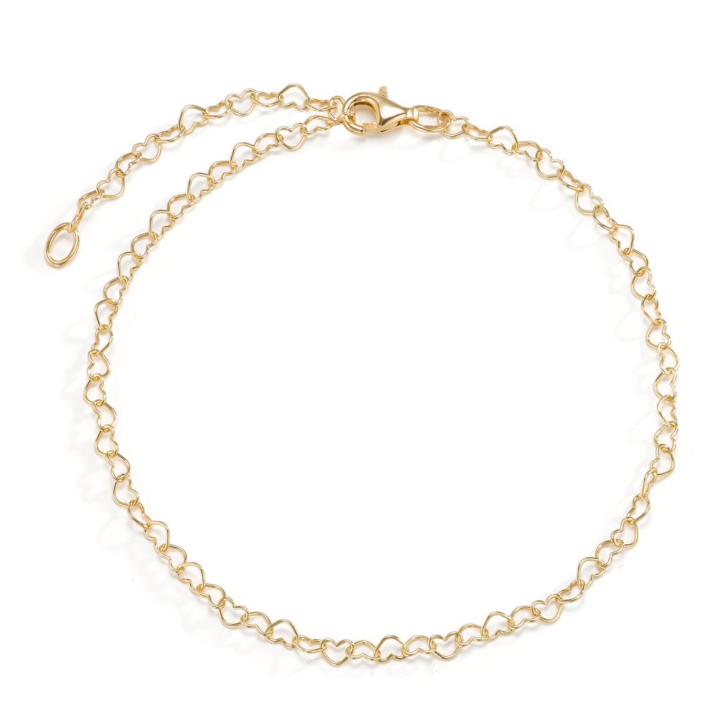 Anklet Silver Yellow Gold plated Heart 26 cm