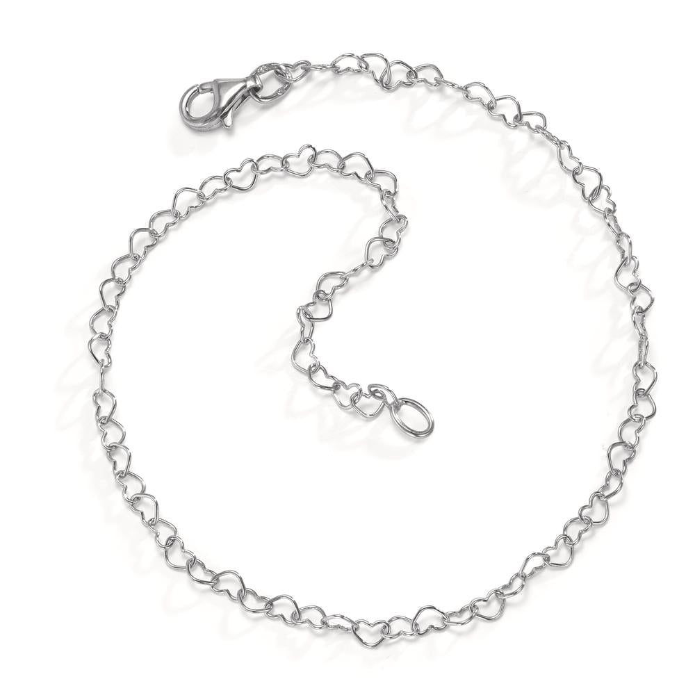 Bracelet Silver Rhodium plated Heart 18 cm