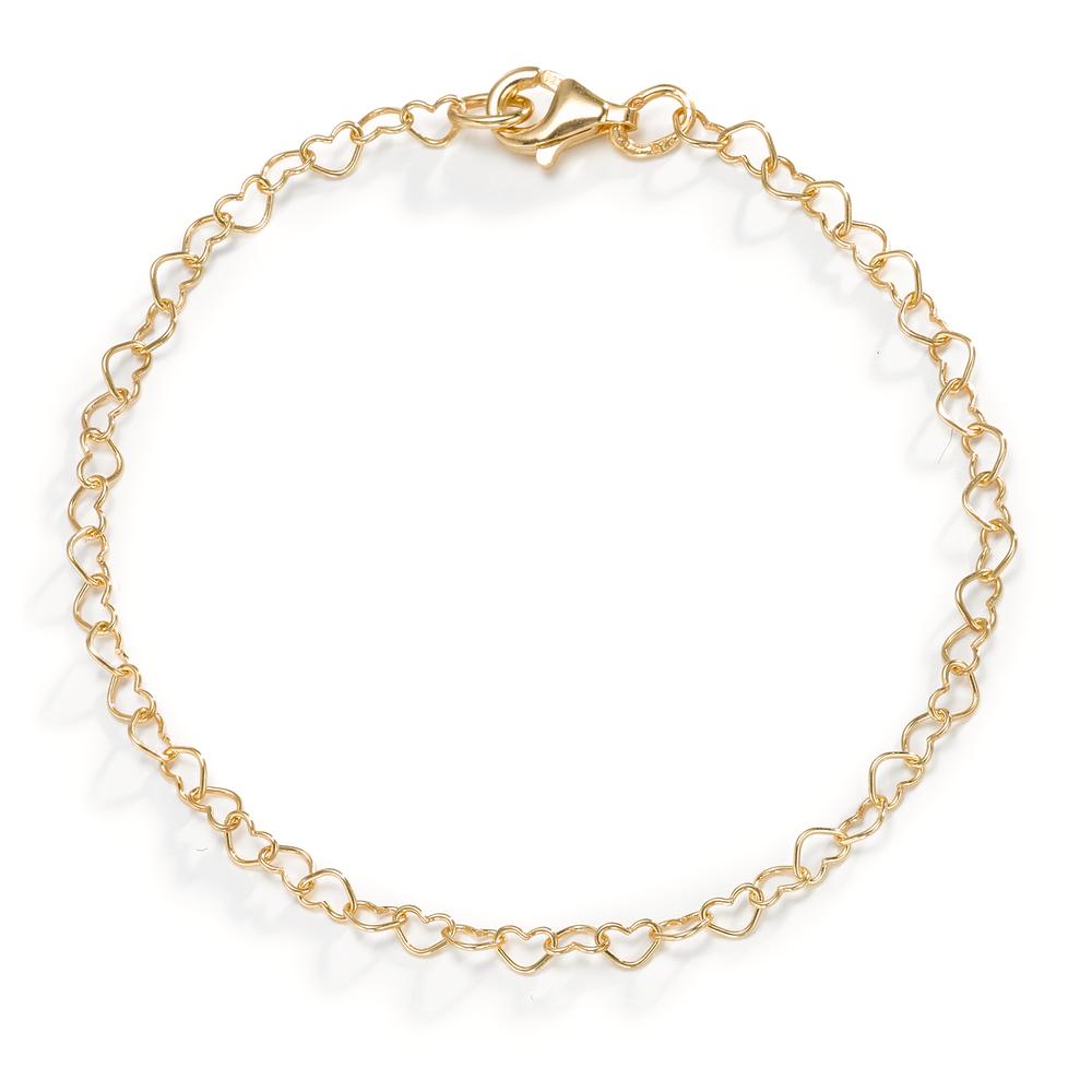 Bracelet Silver Yellow Gold plated Heart 18 cm