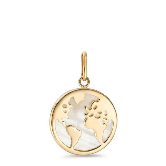 Pendant 14k Yellow Gold Mother of pearl Globe Ø13 mm