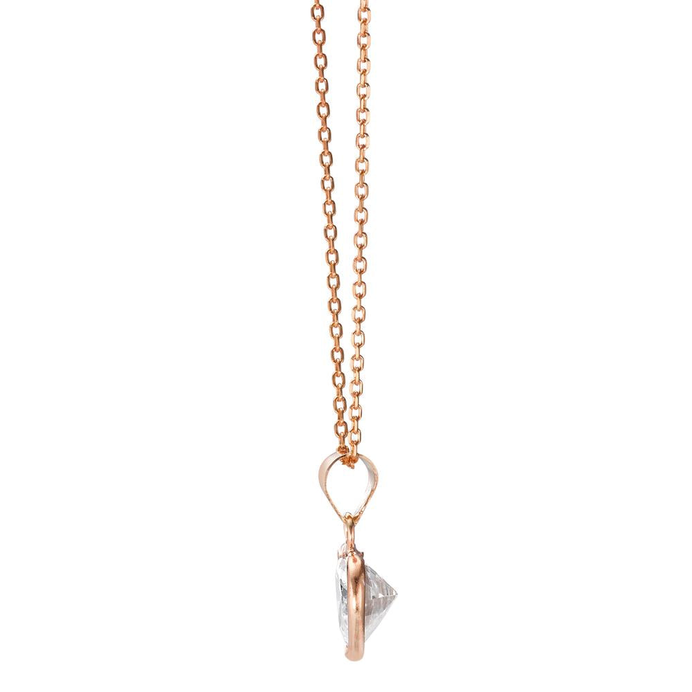 Necklace with pendant Silver Zirconia Rose Gold plated Heart 38-40 cm Ø8 mm