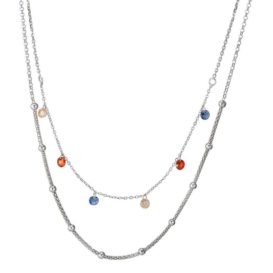 Necklace Silver Zirconia Colorful, 5 Stones Rhodium plated 40-42 cm