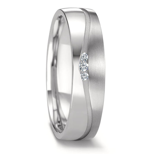 Wedding Ring Stainless steel Diamond 0.06 ct, 3 Stones, w-si