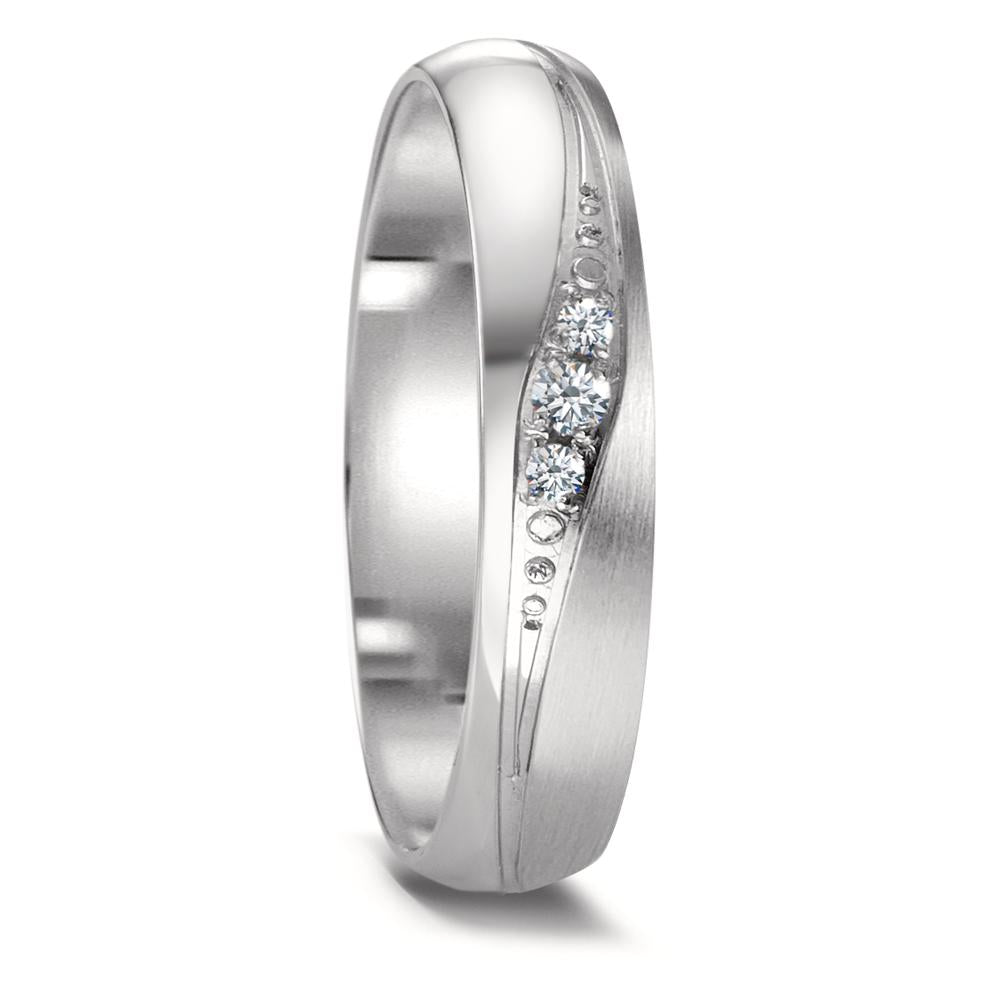 Wedding Ring Stainless steel Diamond 0.036 ct, 3 Stones, w-si