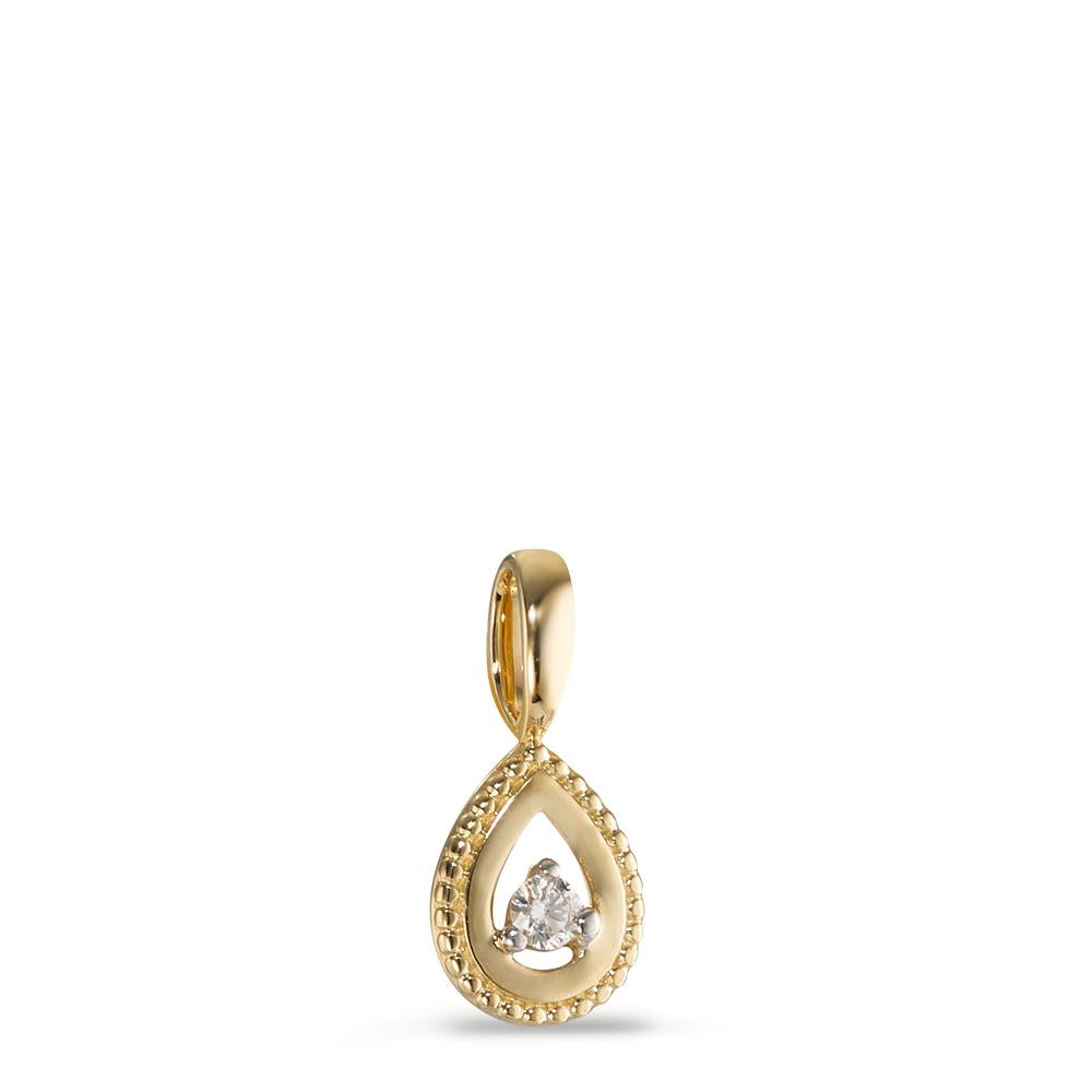 Pendant 9k Yellow Gold Diamond 0.02 ct, brilliant, p1 Ø5 mm