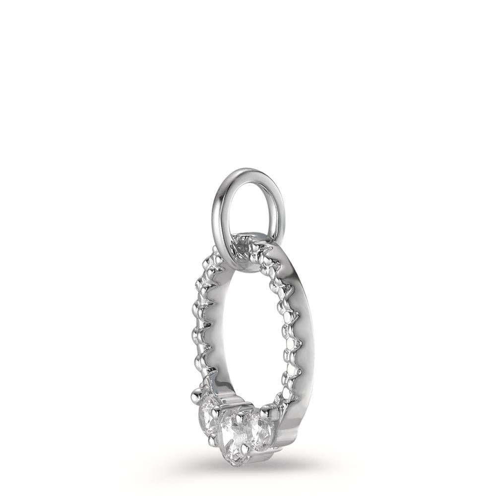 Pendant 9k White Gold Zirconia 3 Stones Ø11 mm