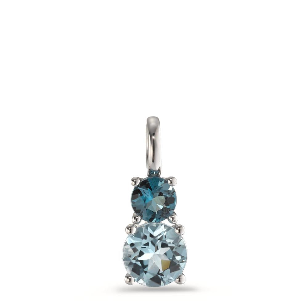 Pendant 9k White Gold London Blue Topaz 2 Stones