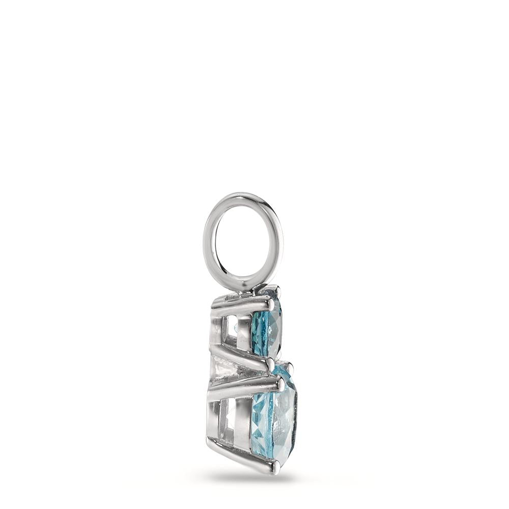 Pendant 9k White Gold London Blue Topaz 2 Stones